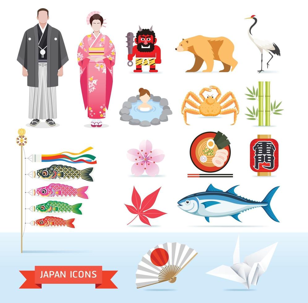 iconos de japón. ilustraciones vectoriales. vector