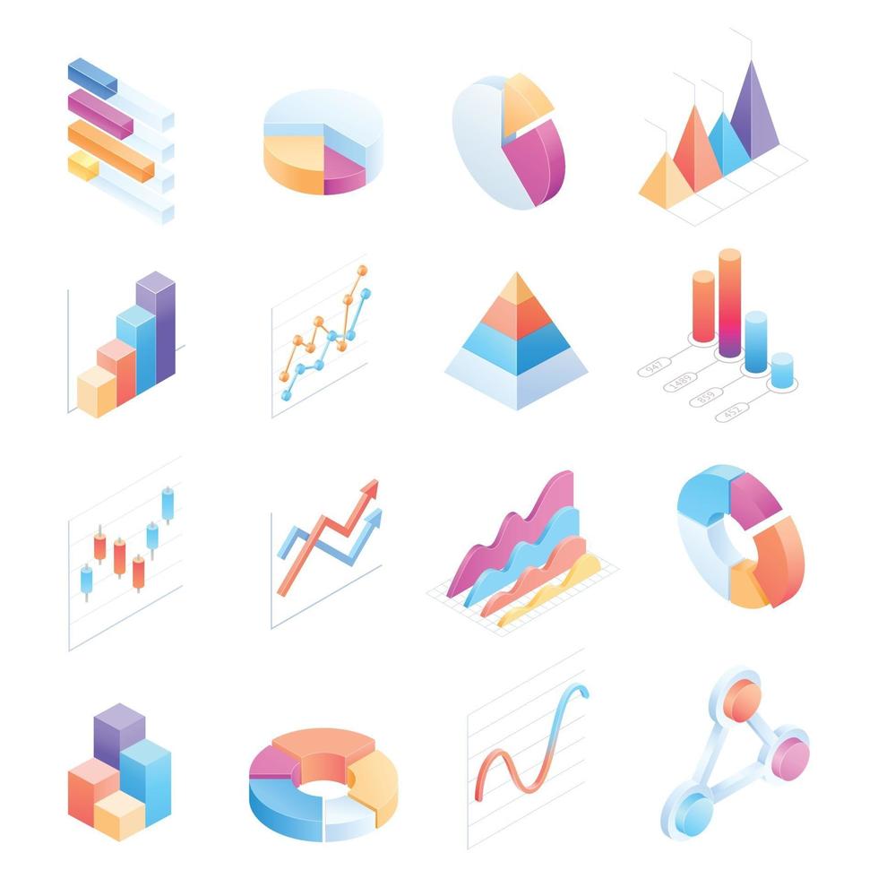 Infographics isometric elements icons vector illustrations.