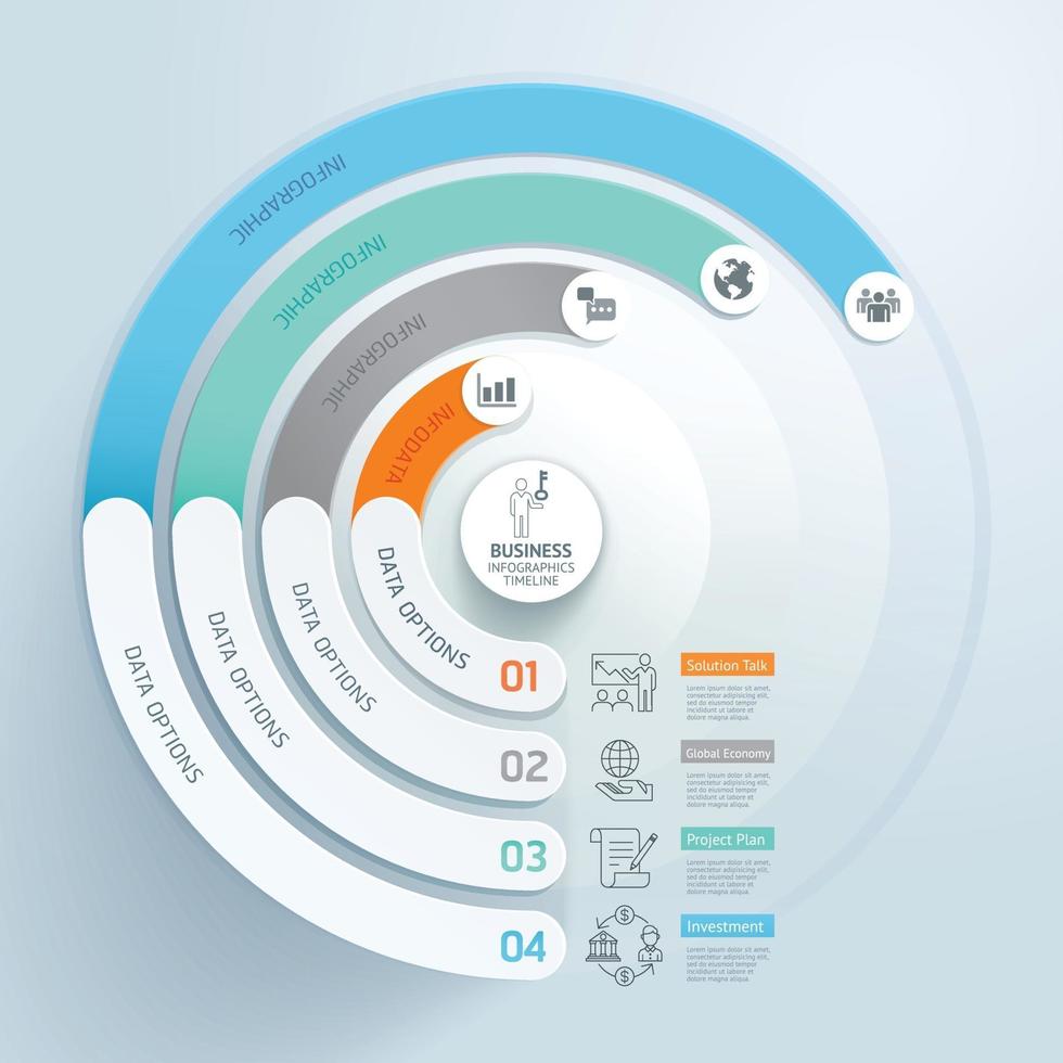 plantilla de elementos de infografía empresarial. ilustraciones vectoriales. se puede utilizar para diseño de flujo de trabajo, banner, diagrama, opciones numéricas, diseño web, plantilla de línea de tiempo. vector