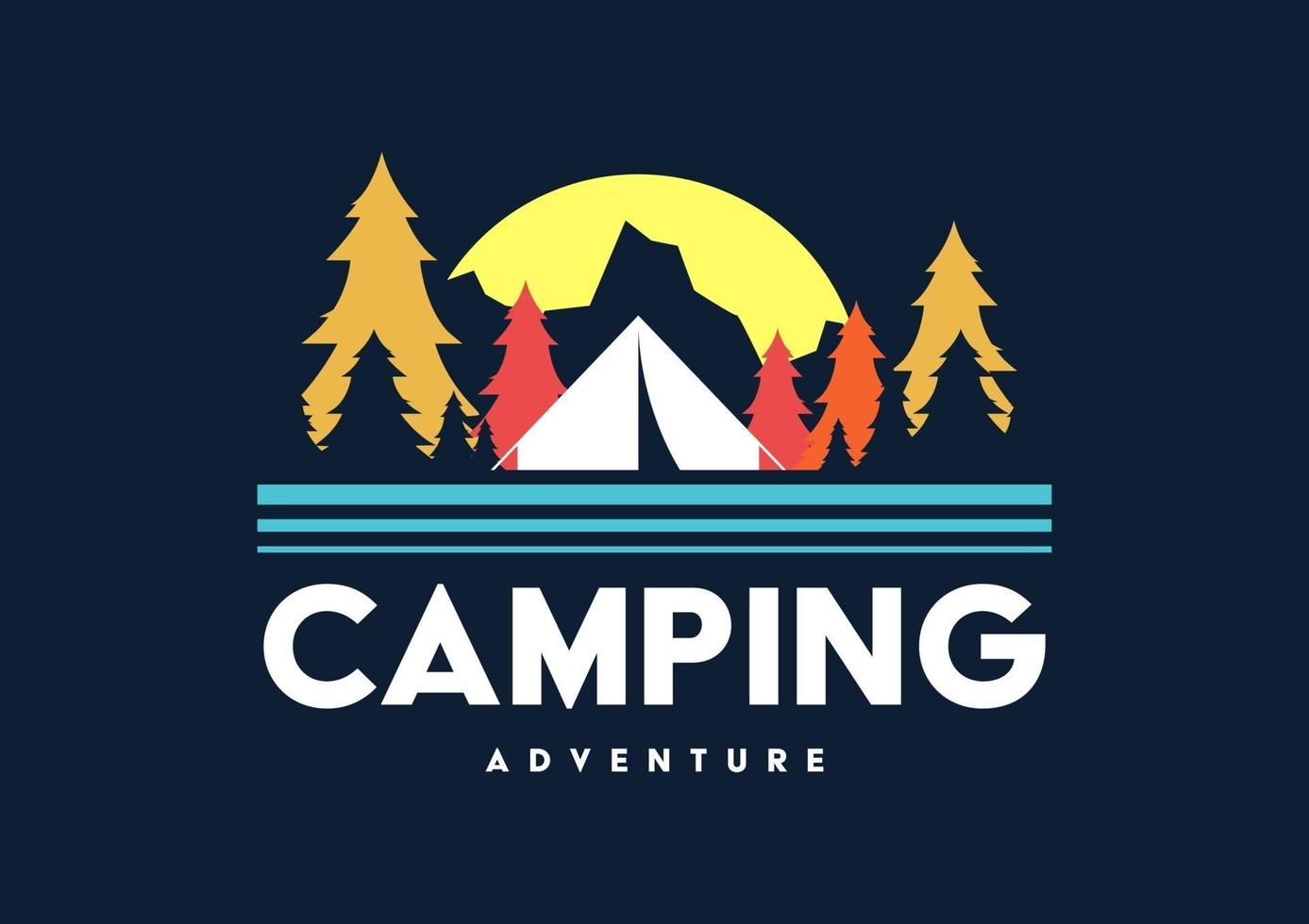 Logotipo retro de camping y aventura al aire libre. vector