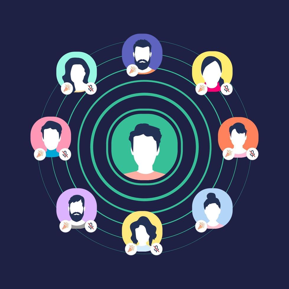 Audio social media chart. Groups of speakers, moderators, and listeners. vector