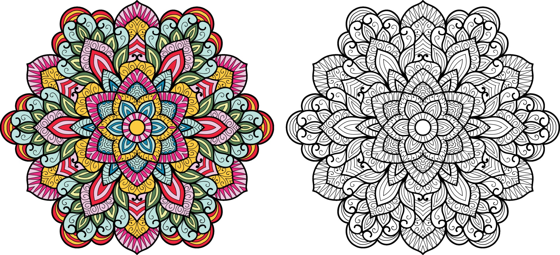 Mandala Coloring Pages Vector Art, Icons, and Graphics for ...