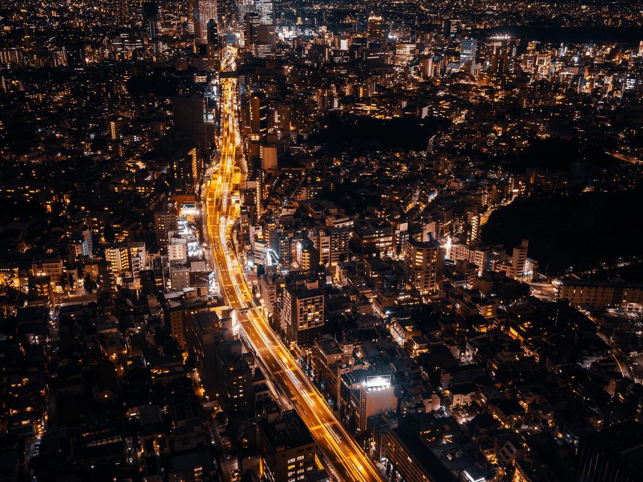 paisaje urbano de tokio en la noche foto