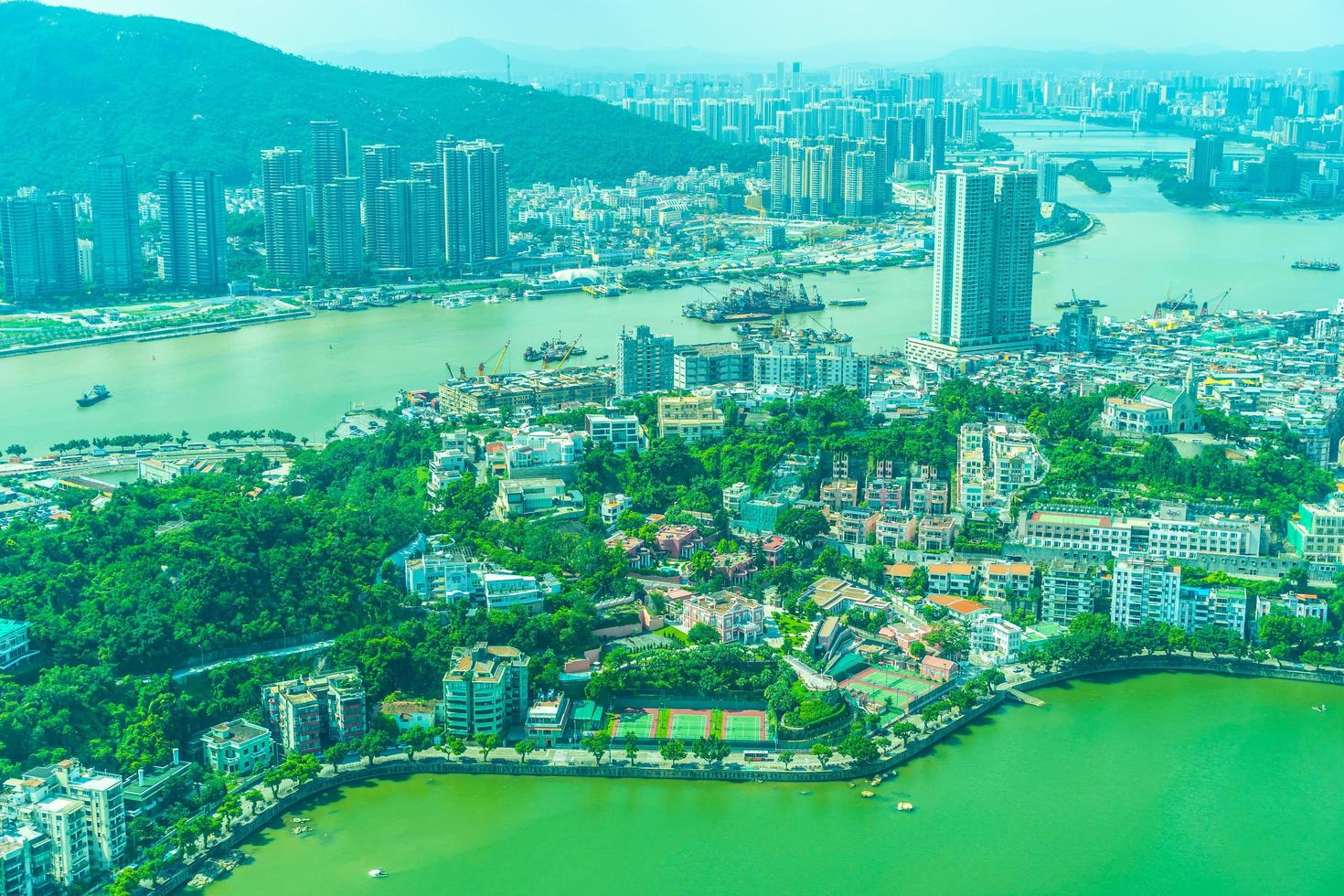 Aerial view of Macau City, China photo