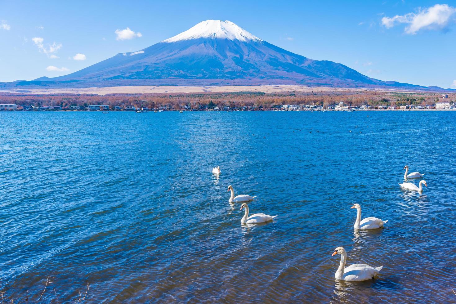 monte. fuji y el lago yamanakako en japón foto
