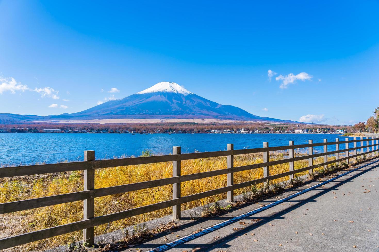 Mt. Fuji and Lake Yamanakako in Japan photo
