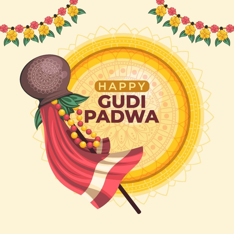 feliz gudi padwa fondo vector