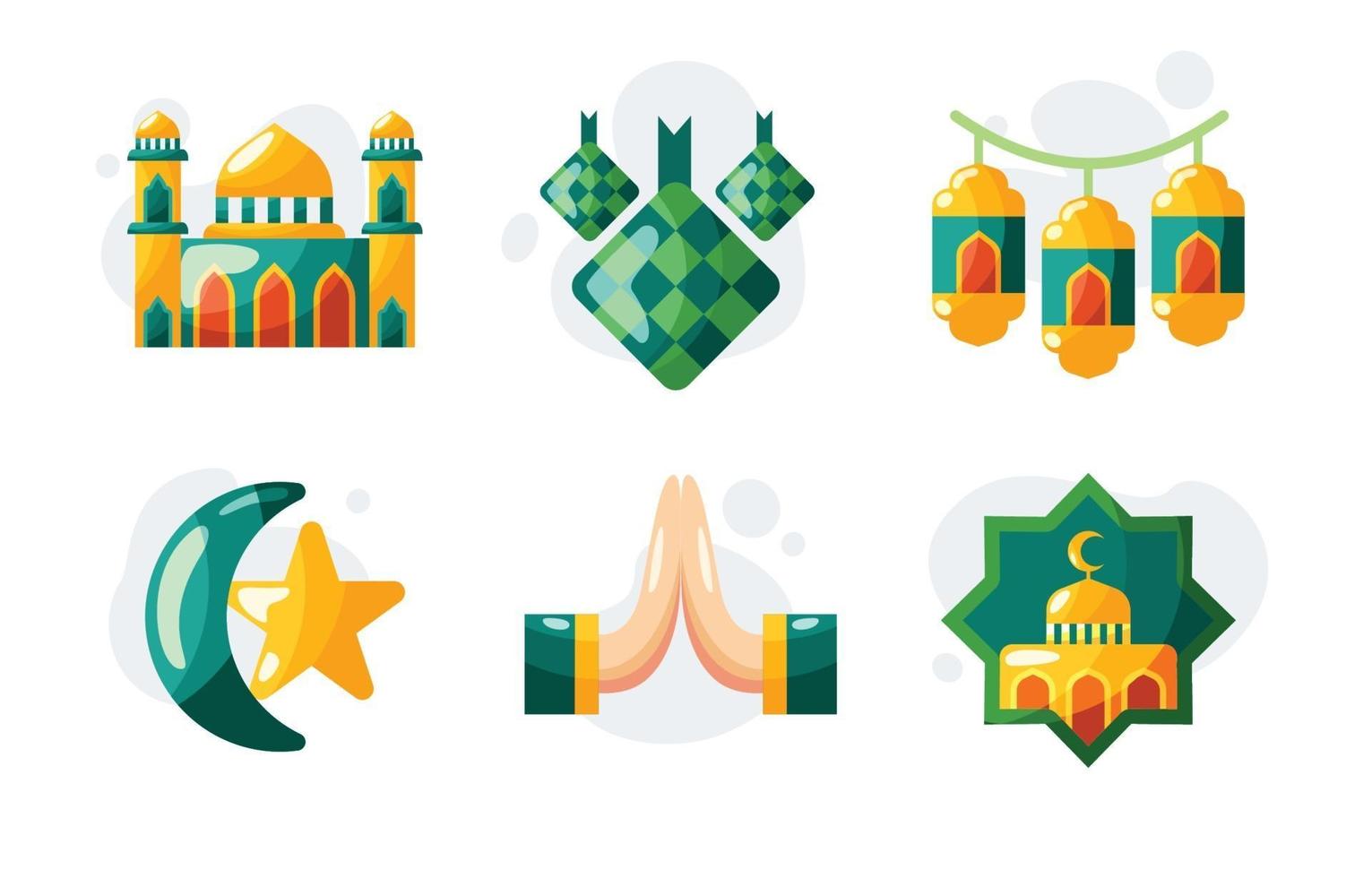 Eid Mubarak Icon Set vector