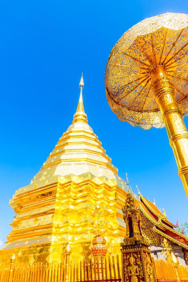 Gold Pagoda  in Wat Phrathat Doi Suthep, landmark of Chiangmai in Thailand photo