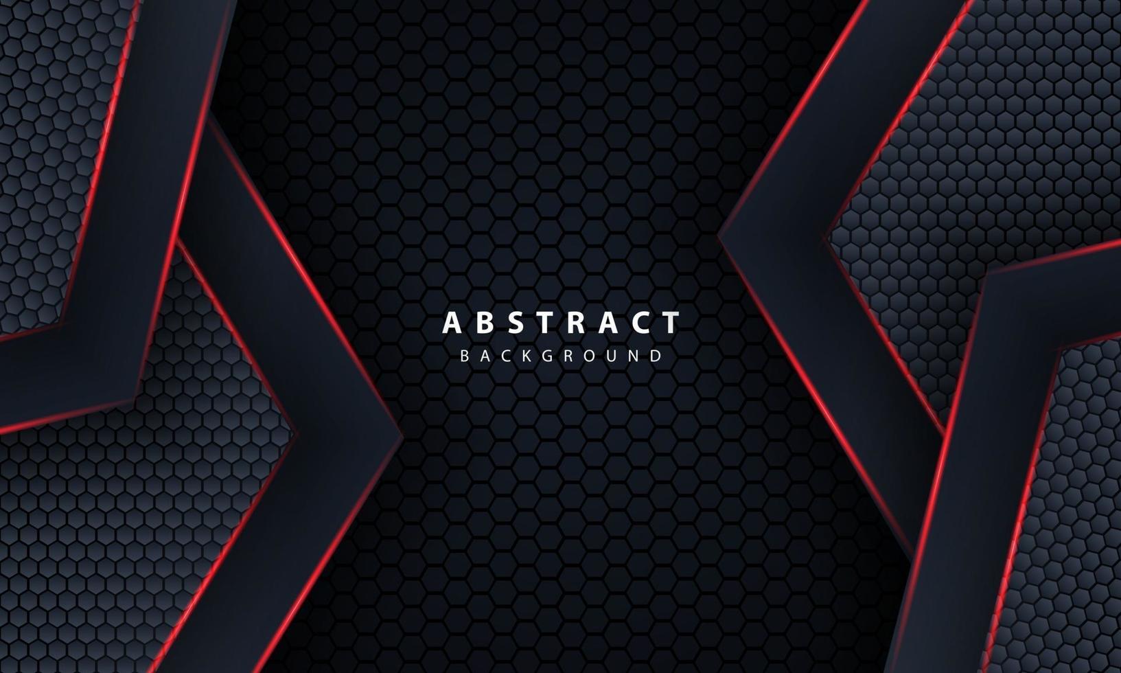 3d dark hexagon with red line light in vector illustration of modern gray luxury futuristic background.