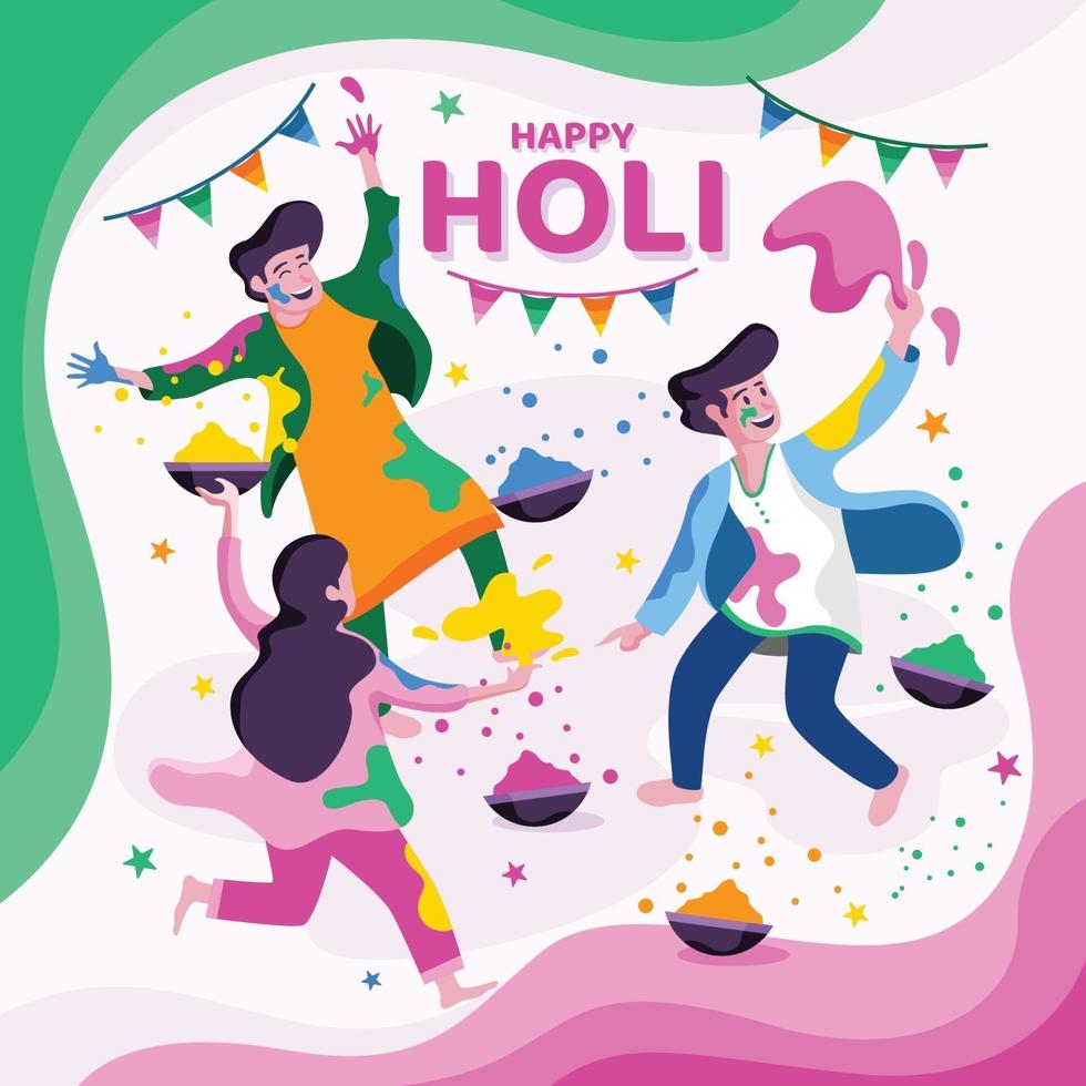 Celebrating Holi Festival Design vector