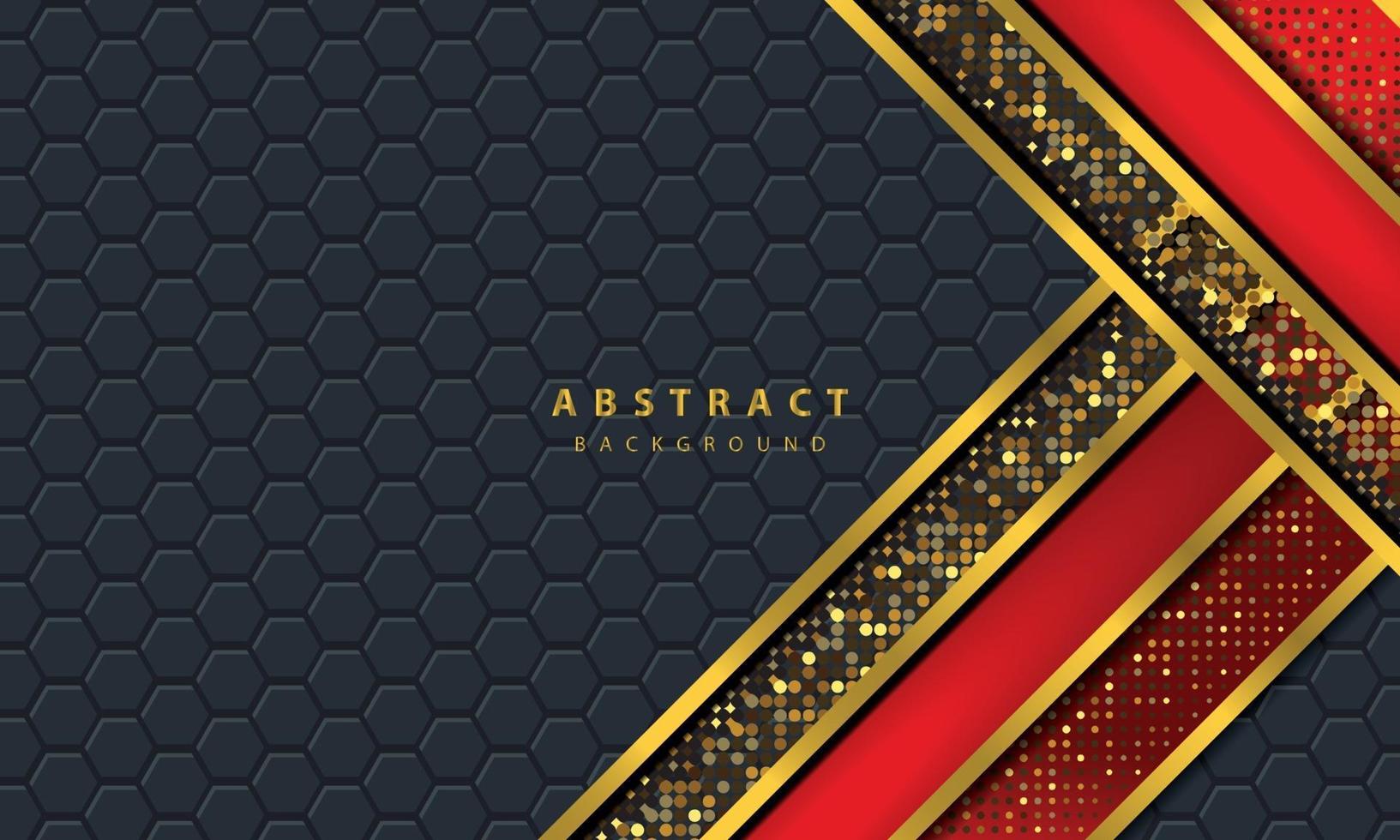 Dark abstract background with black overlap layers. Texture with golden line effect element decoration. Red Background vector. vector