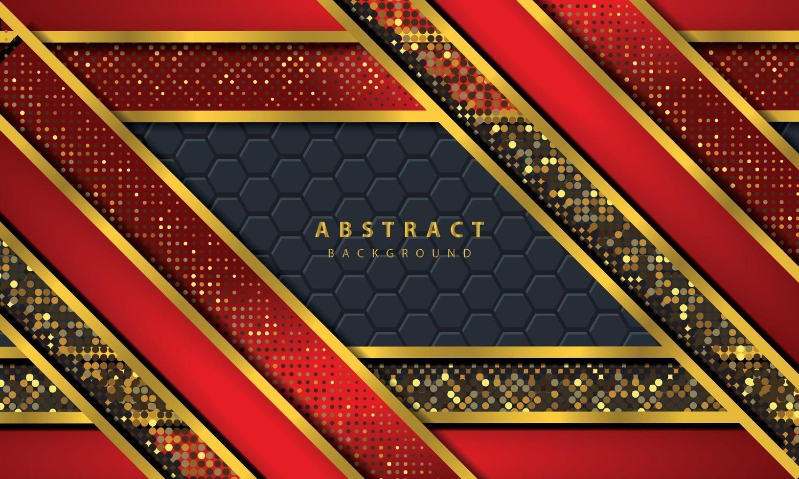 Dark abstract background with black overlap layers. Texture with golden line effect element decoration. Red Background vector. vector