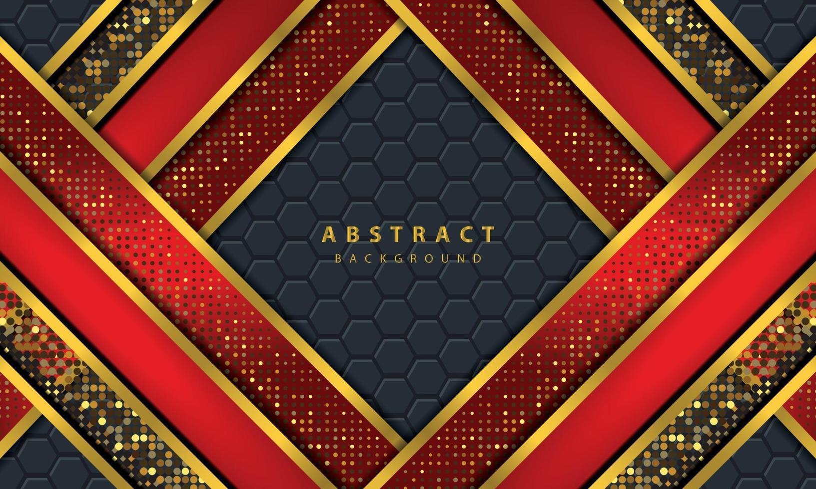 Dark abstract background with black overlap layers. Texture with golden line effect element decoration. Red Background vector. vector