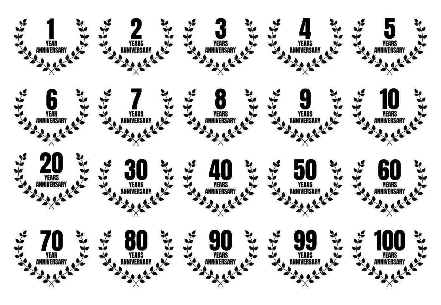 Set of Anniversary template design with celebration event. Vector illustration