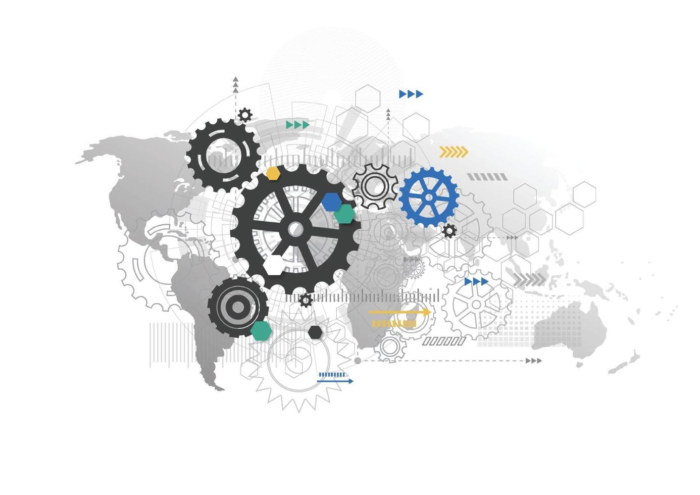 conexión de red global. concepto de composición de puntos y líneas del mapa mundial de tecnologías de conexión para empresas. medios mixtos vector