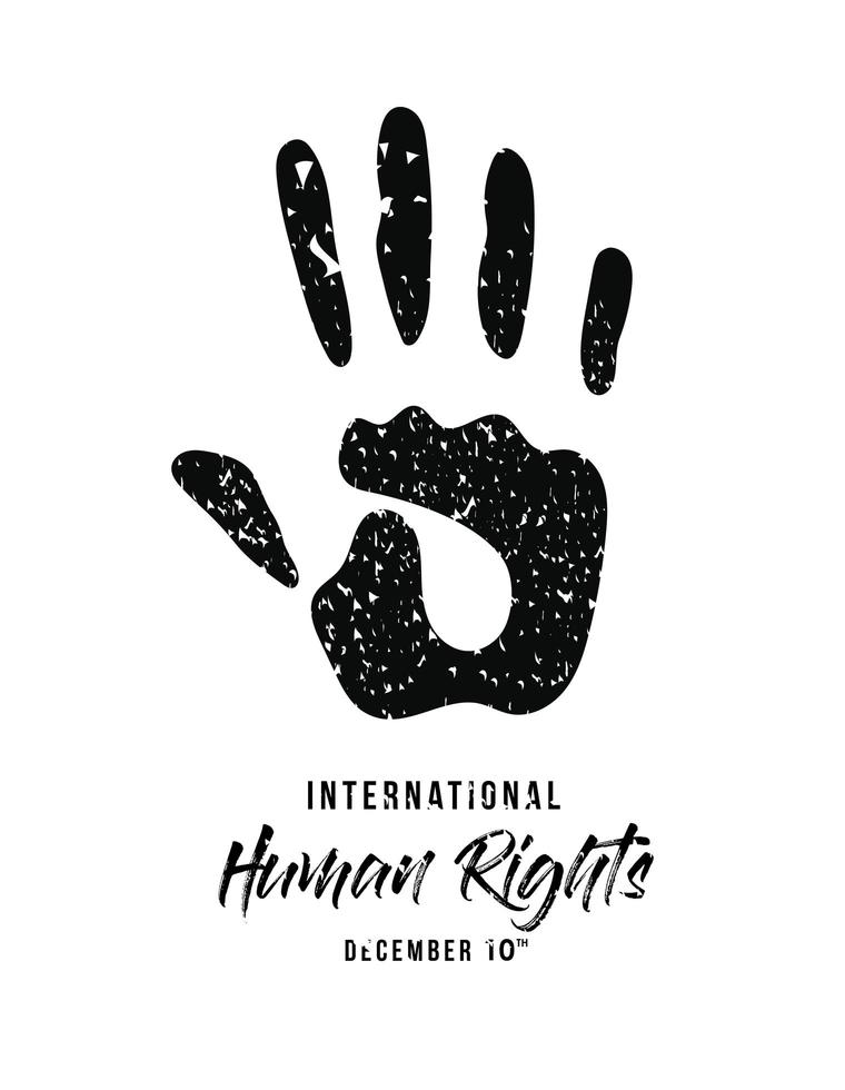 pancarta internacional de derechos humanos con impresión de mano vector