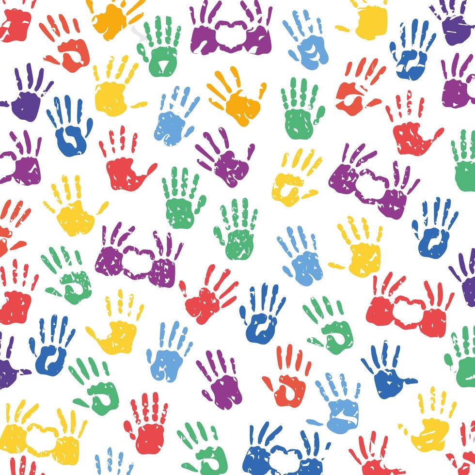 pancarta internacional de derechos humanos con huellas de manos vector