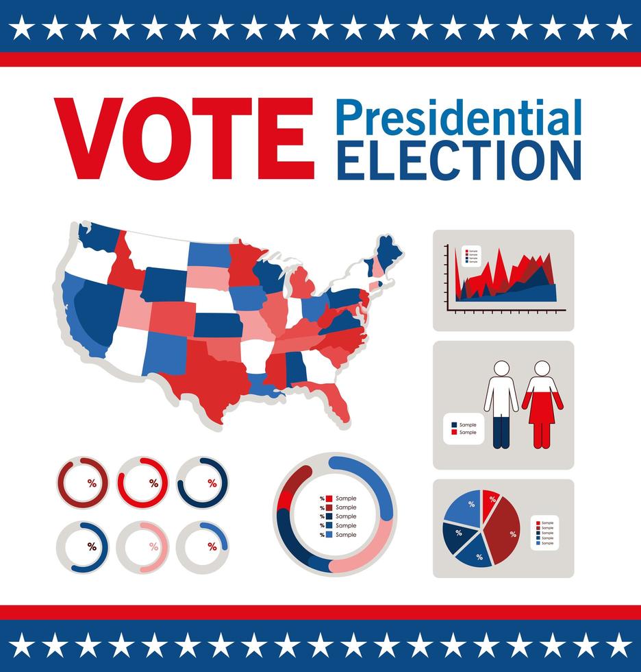 Presidential election vote with map infographic vector