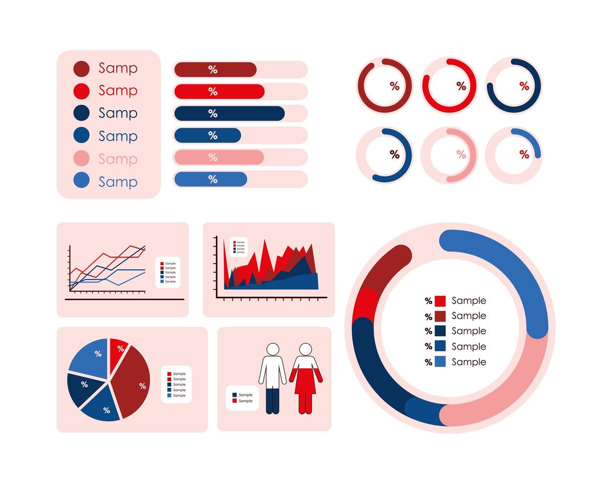 infographic chart set vector design
