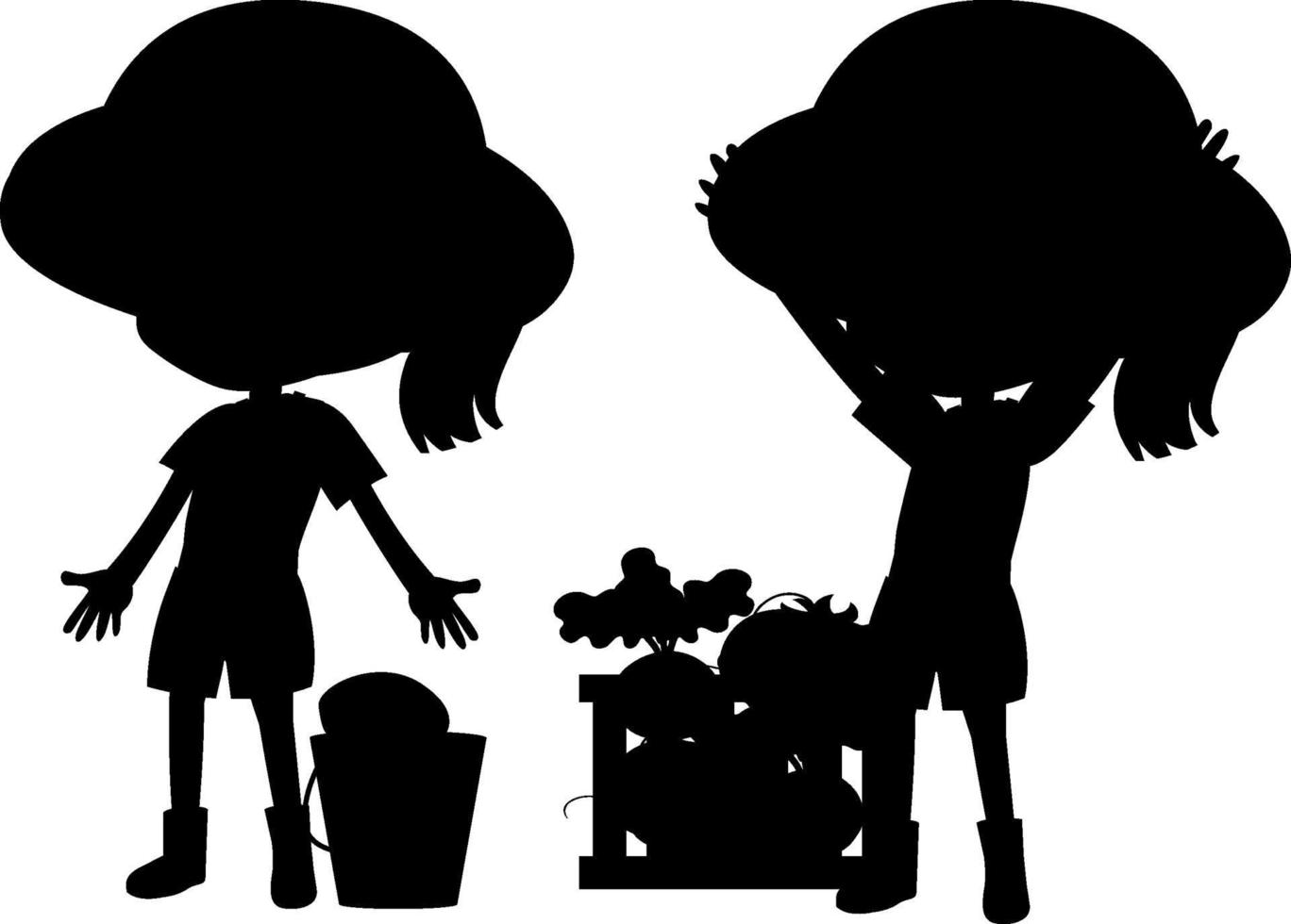 Cartoon character of kids silhouette on white background vector