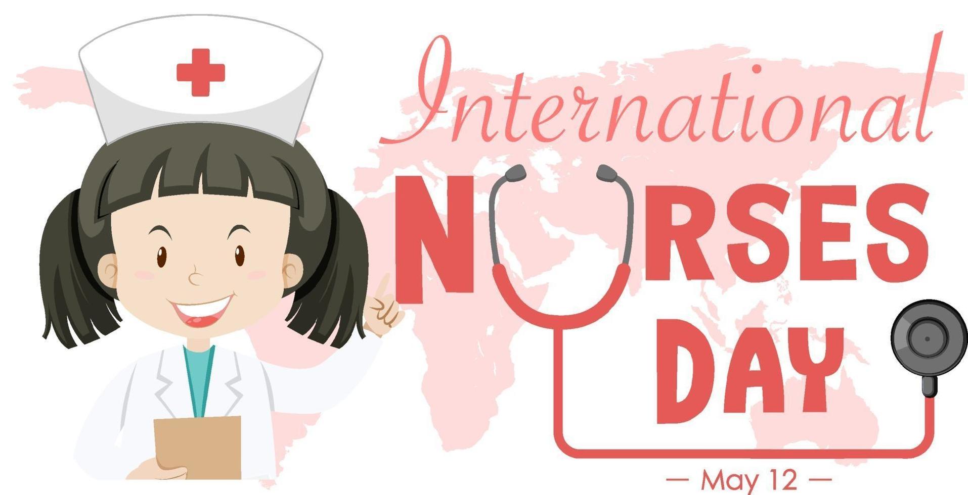feliz día internacional de las enfermeras con personaje de dibujos animados  de enfermeras 2091950 Vector en Vecteezy