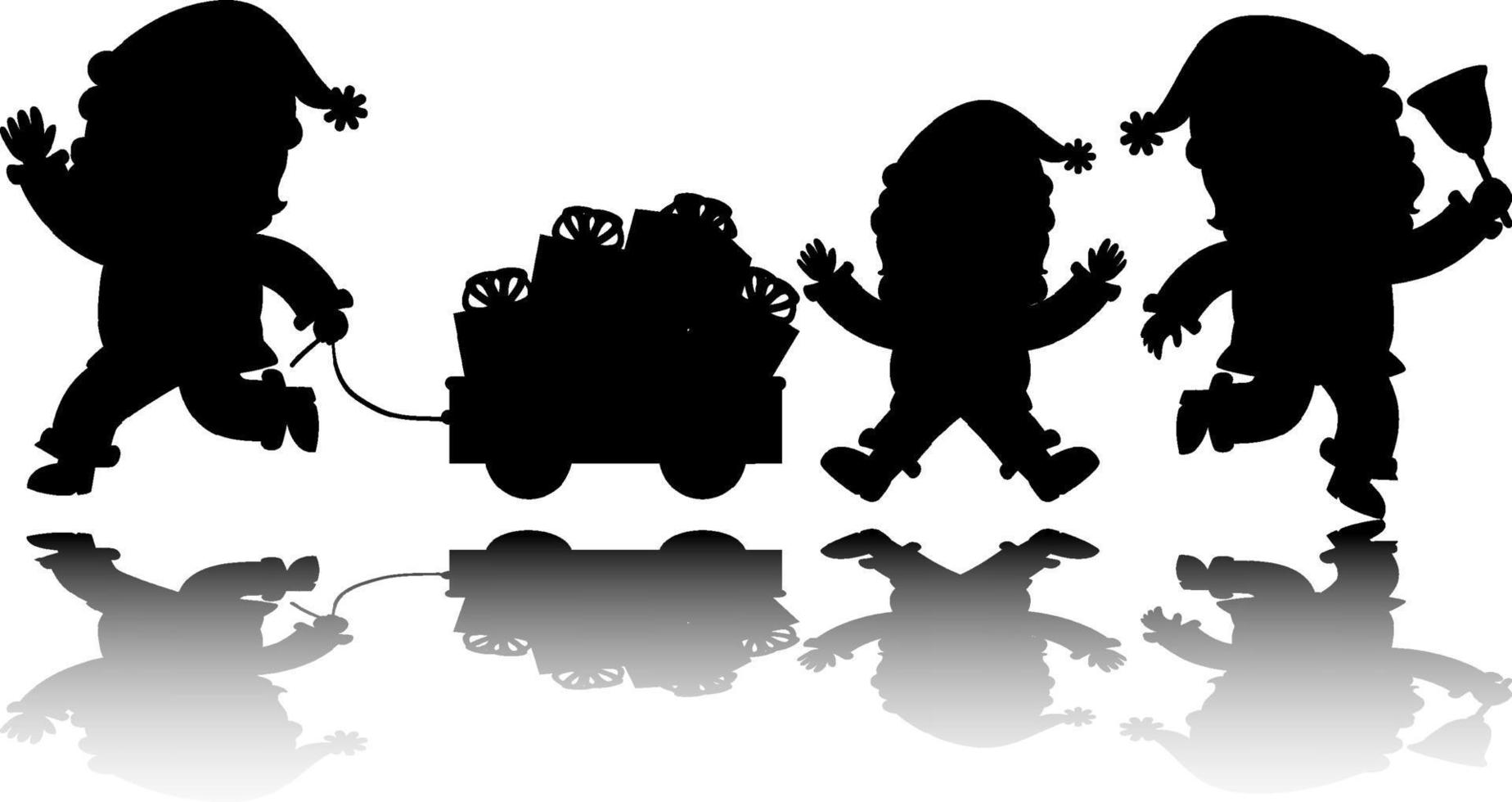 Set of kids silhouette cartoon character vector