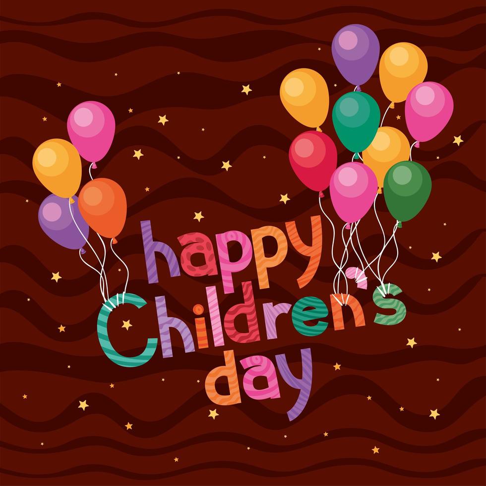 Happy childrens day with balloons vector design