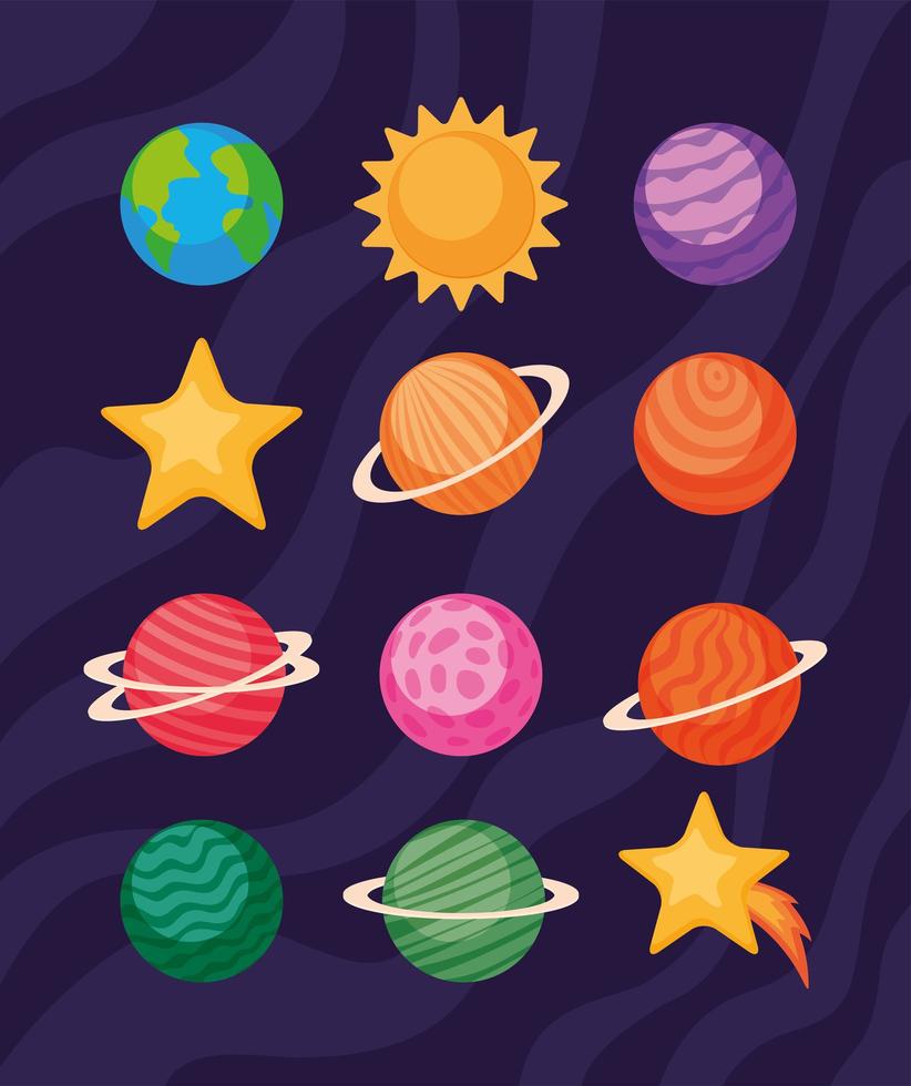 Space icon set vector design