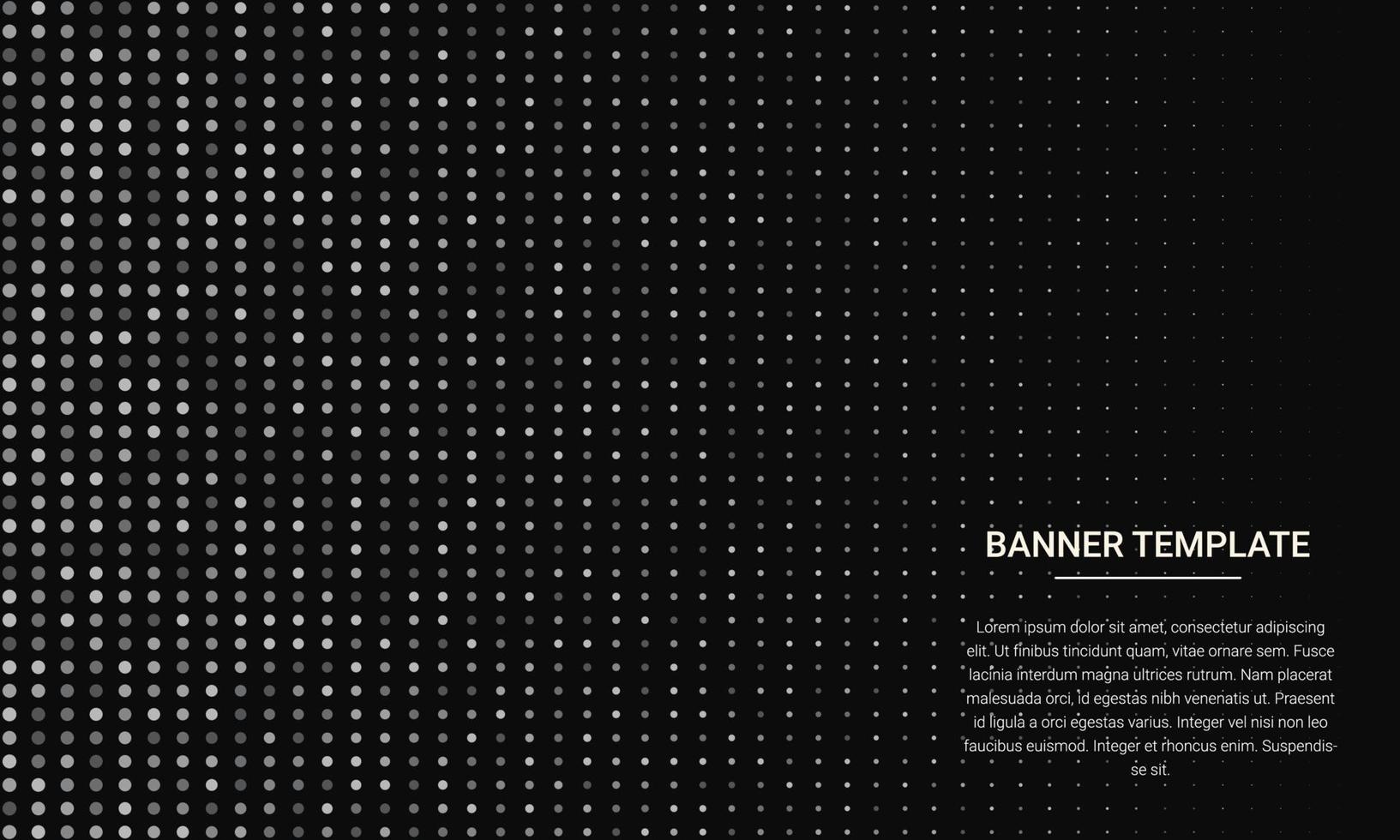 Fondo de banner negro abstracto con diseño de semitono vector