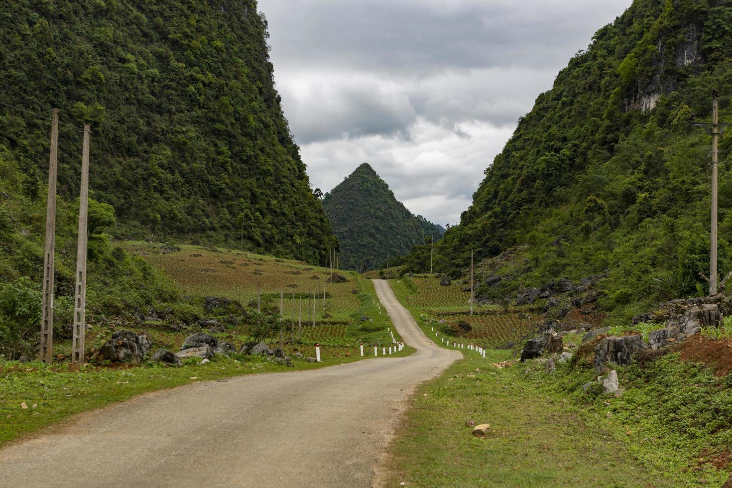 Road into the hills in Ha Quang, Cao Bang, Vietnam photo