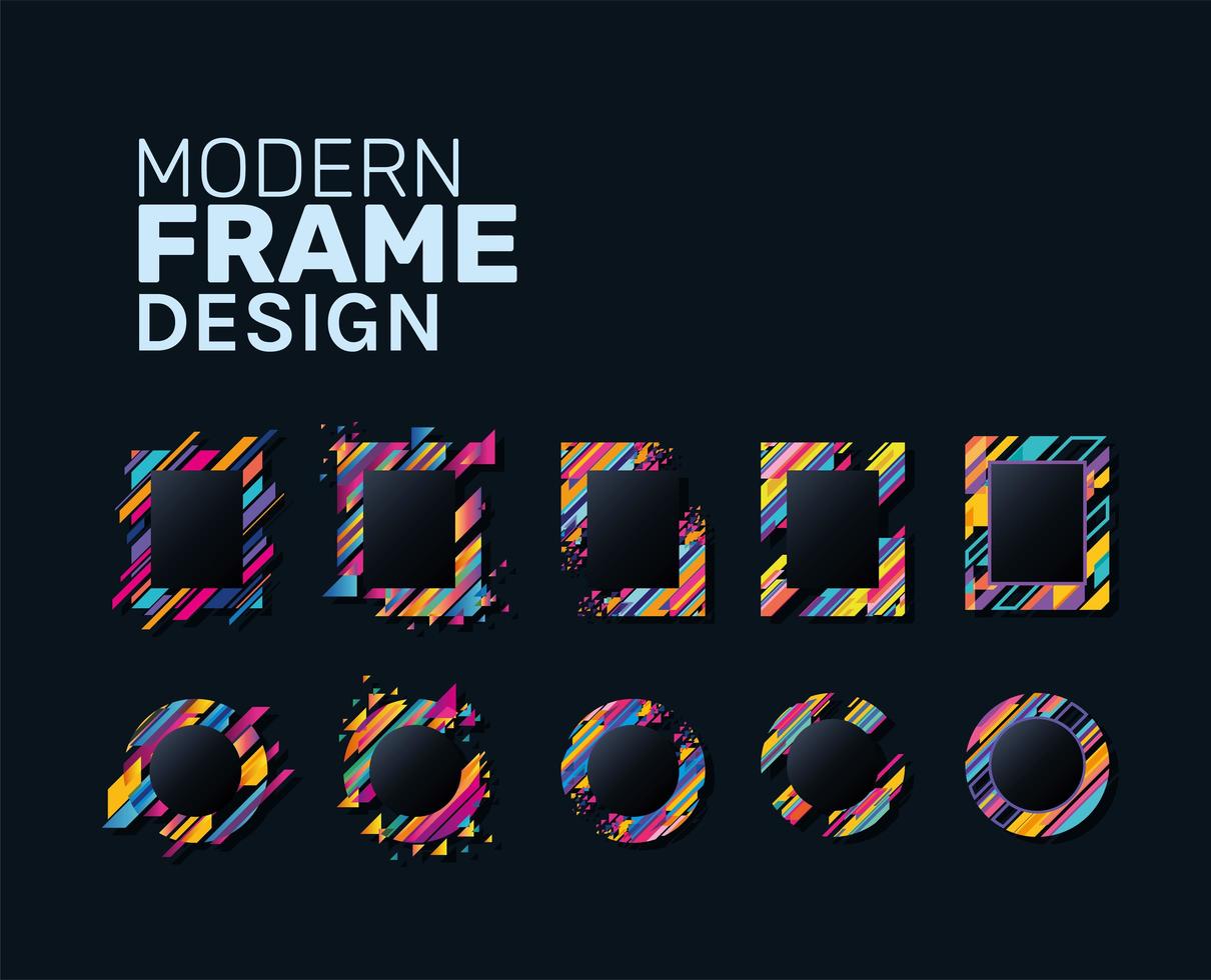 modern striped frame set vector