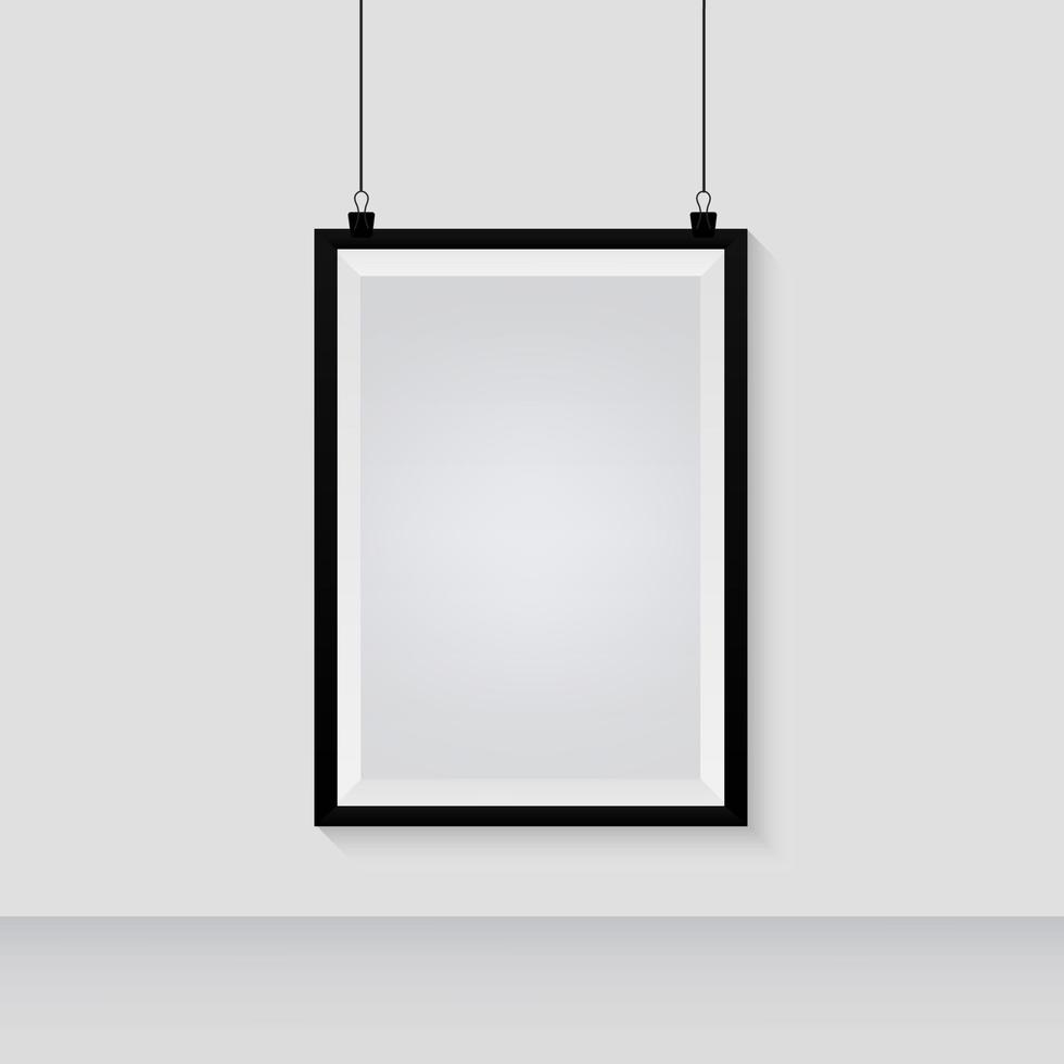 Realistic Vertical Black Frame Hanging vector