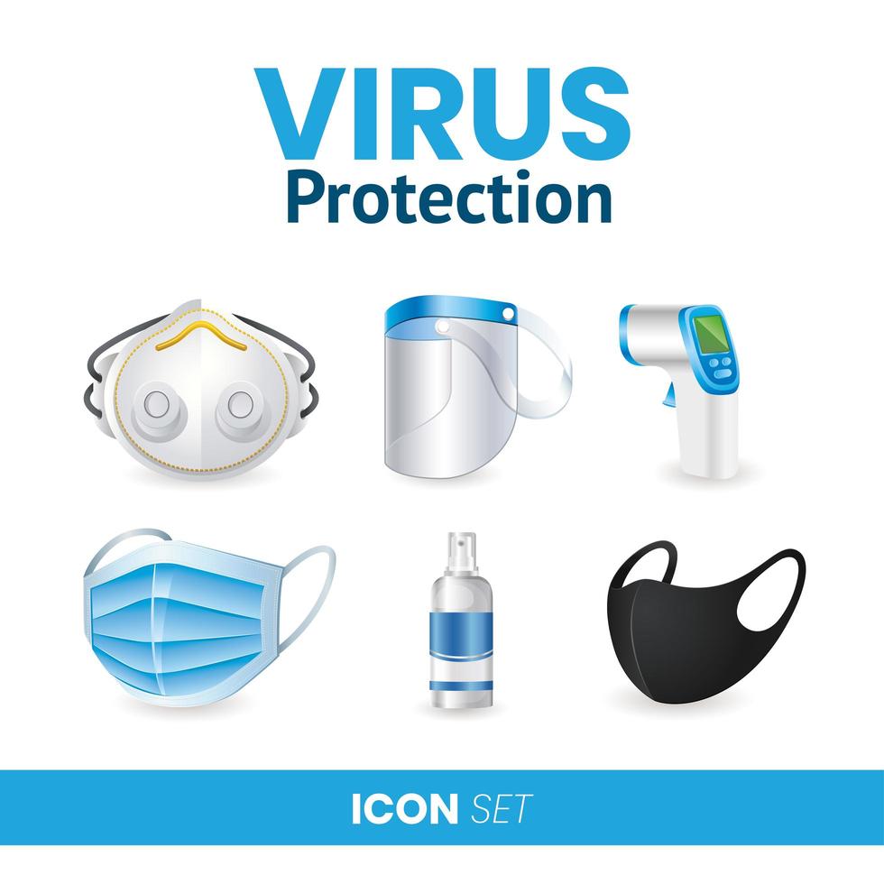 covid 19 virus protection with icons vector