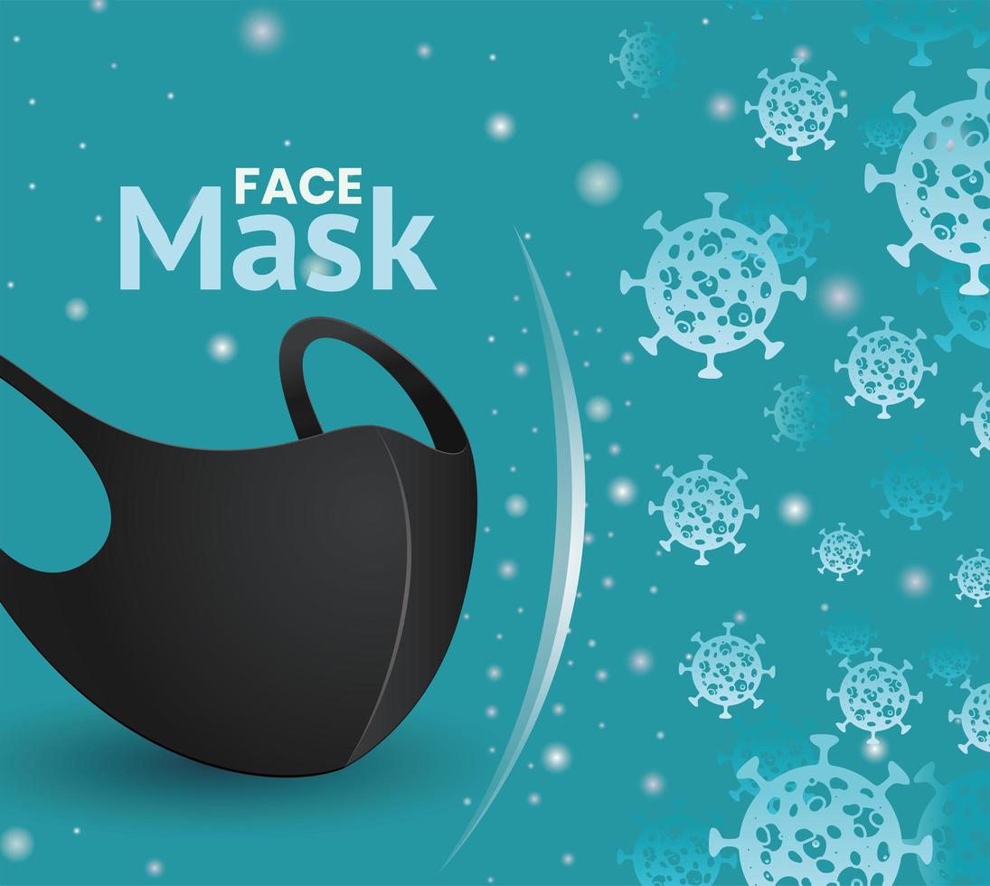 Black face mask banner for coronavirus vector