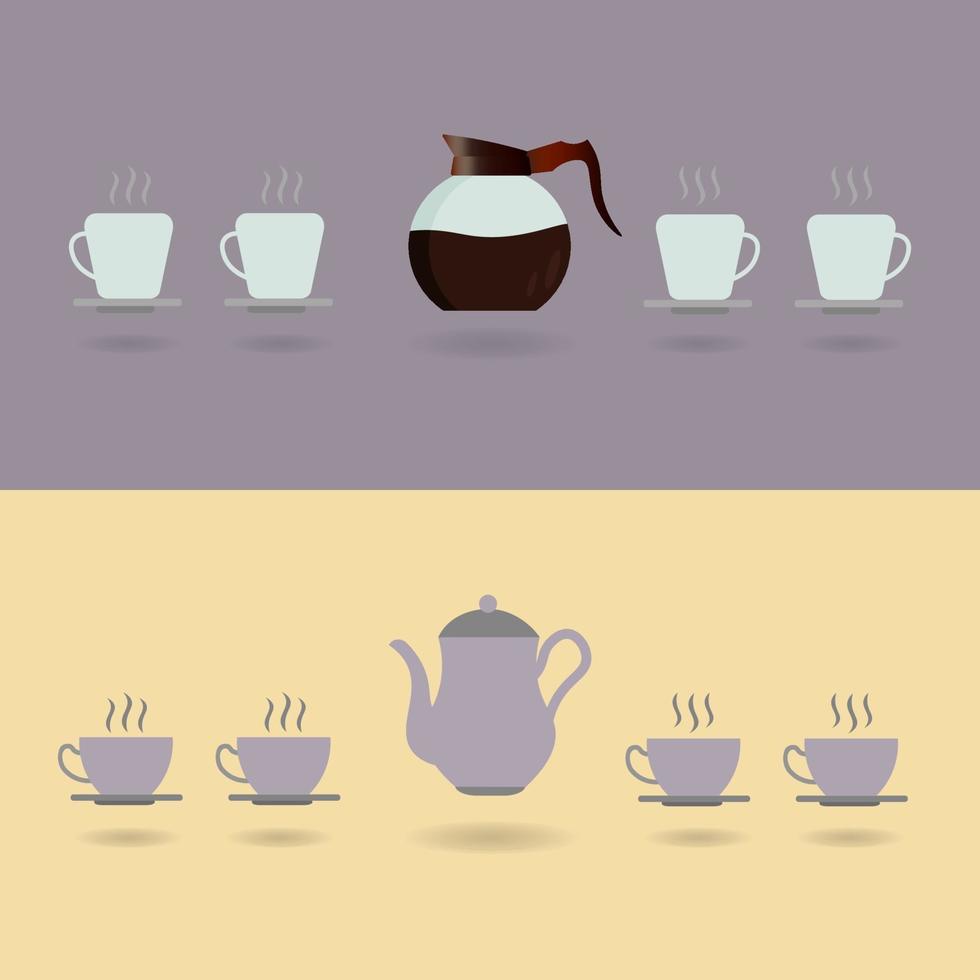 Coffee Pot With Cups Set Illustration vector