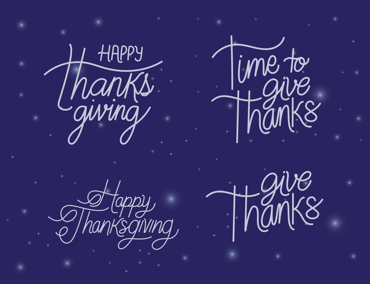 Happy thanksgiving lettering set vector