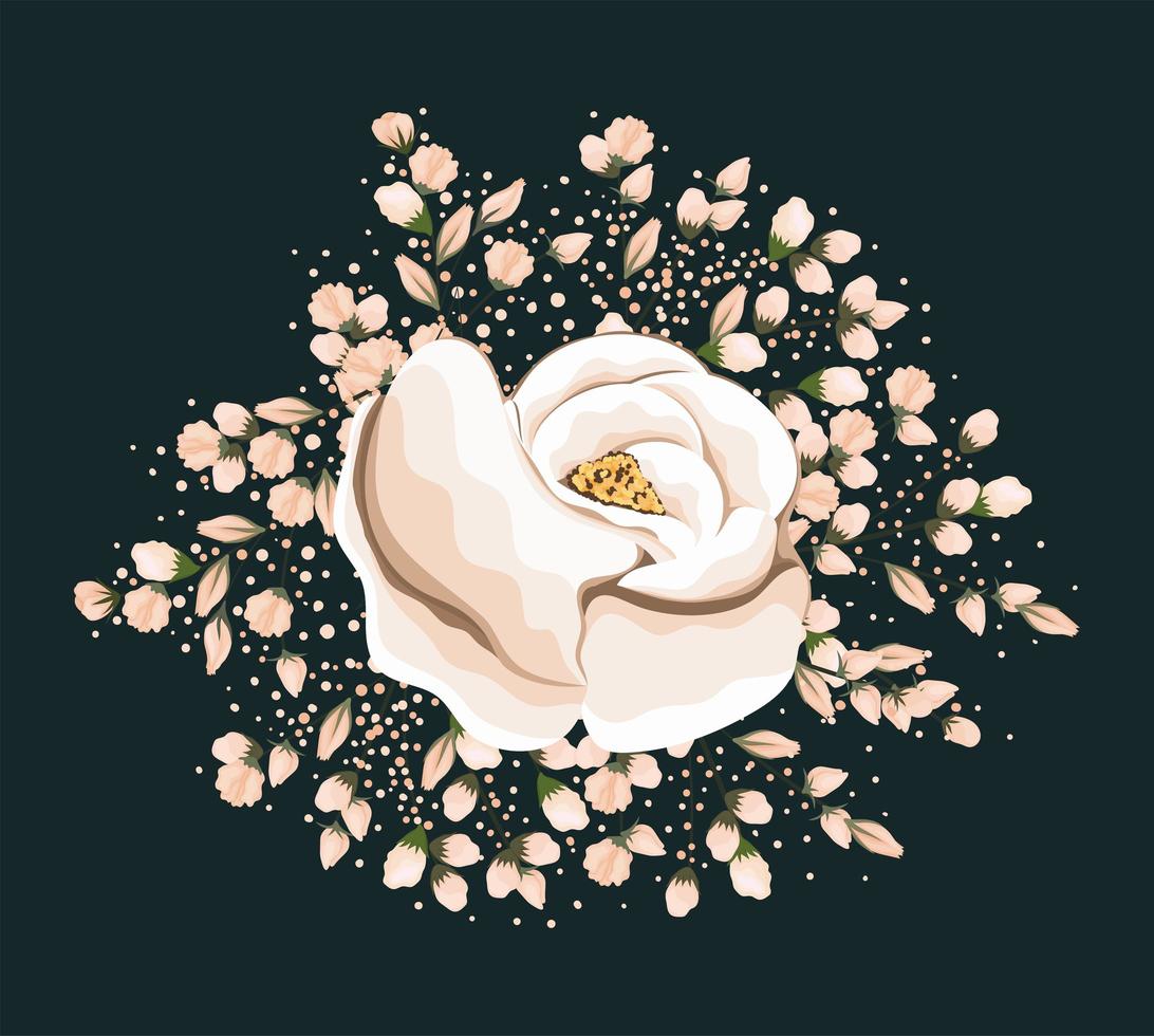 diseño de vector de pintura de flor rosa blanca