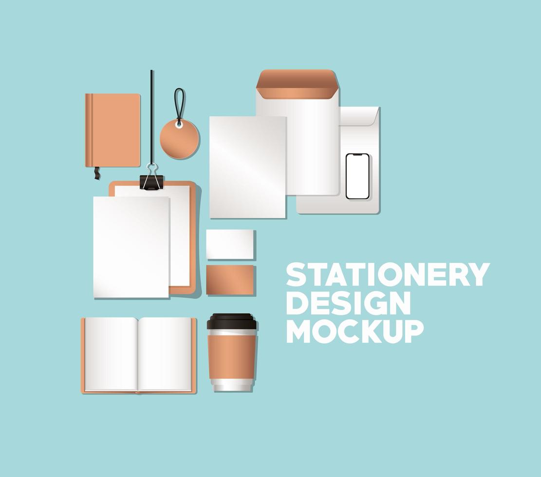 Modern stationery mock-up template vector