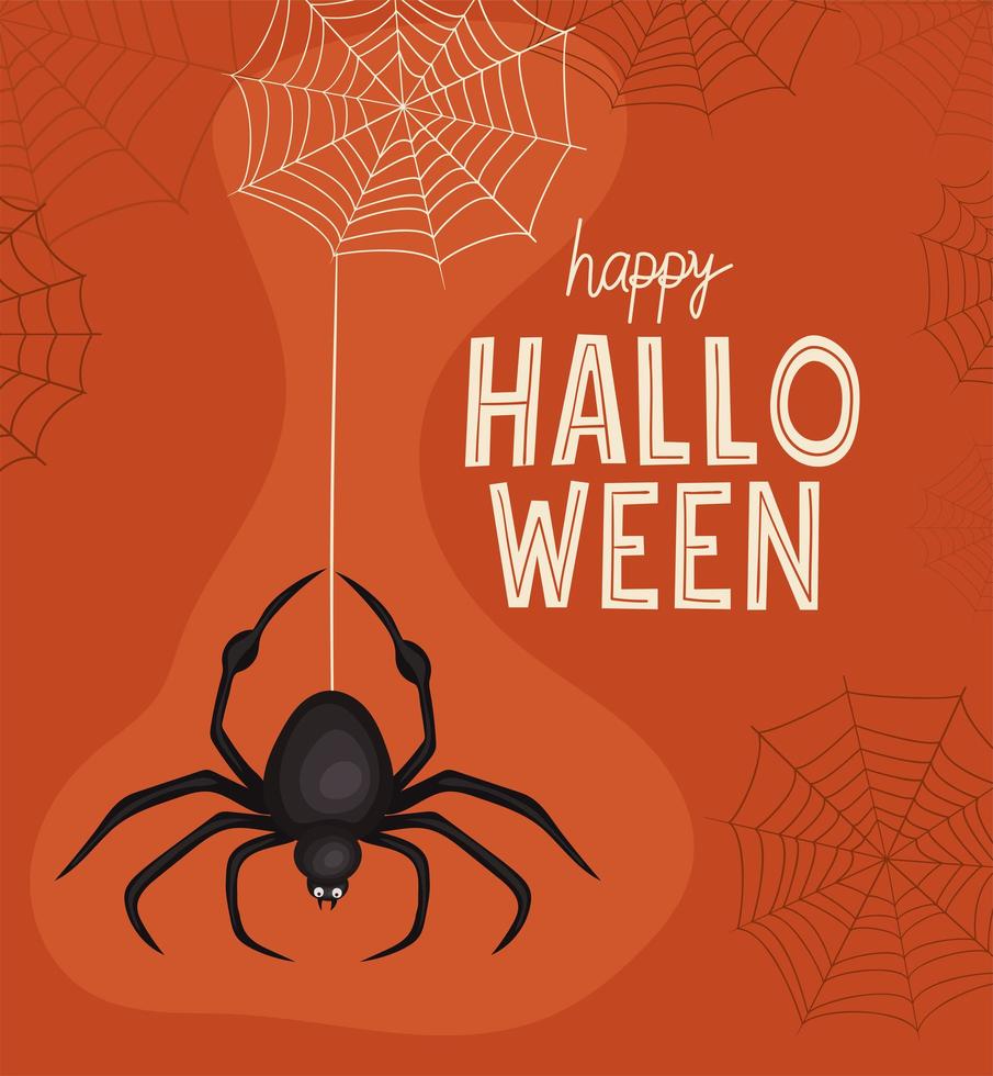 araña de halloween con diseño vectorial de telarañas vector