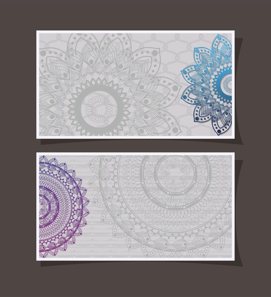 conjunto de pancartas con mandalas vector