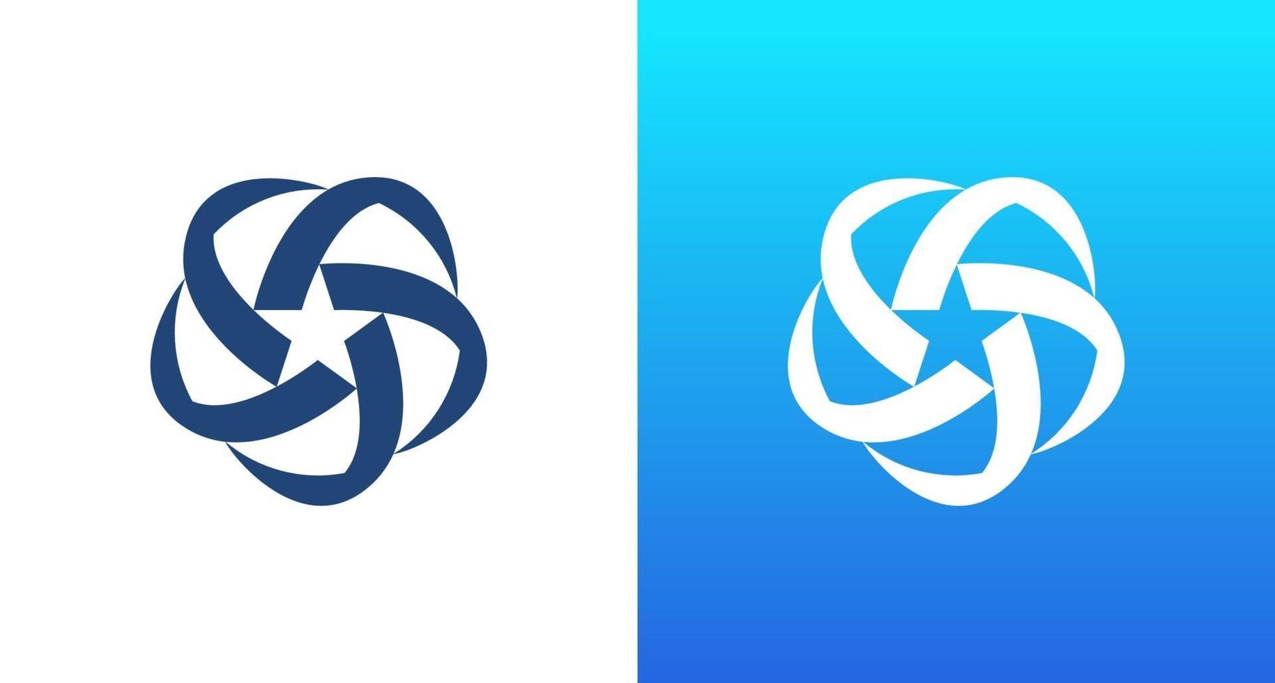 modern circular star icon, pentagonal star ribbon icon, star ball icon template vector