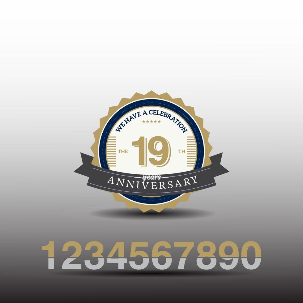 19 Year AnniversaryTemplate Design Illustration vector