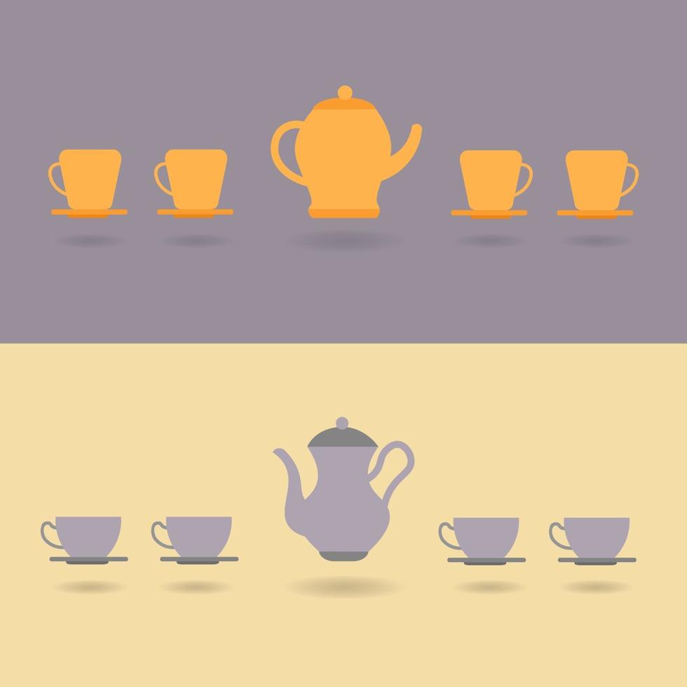 Tea Pot With Cups Set Illustration vector