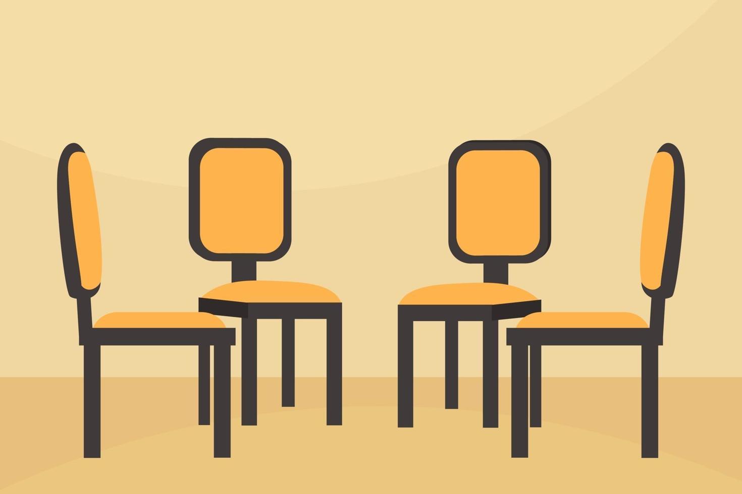 Flat Colorful Four Chairs Illustration vector