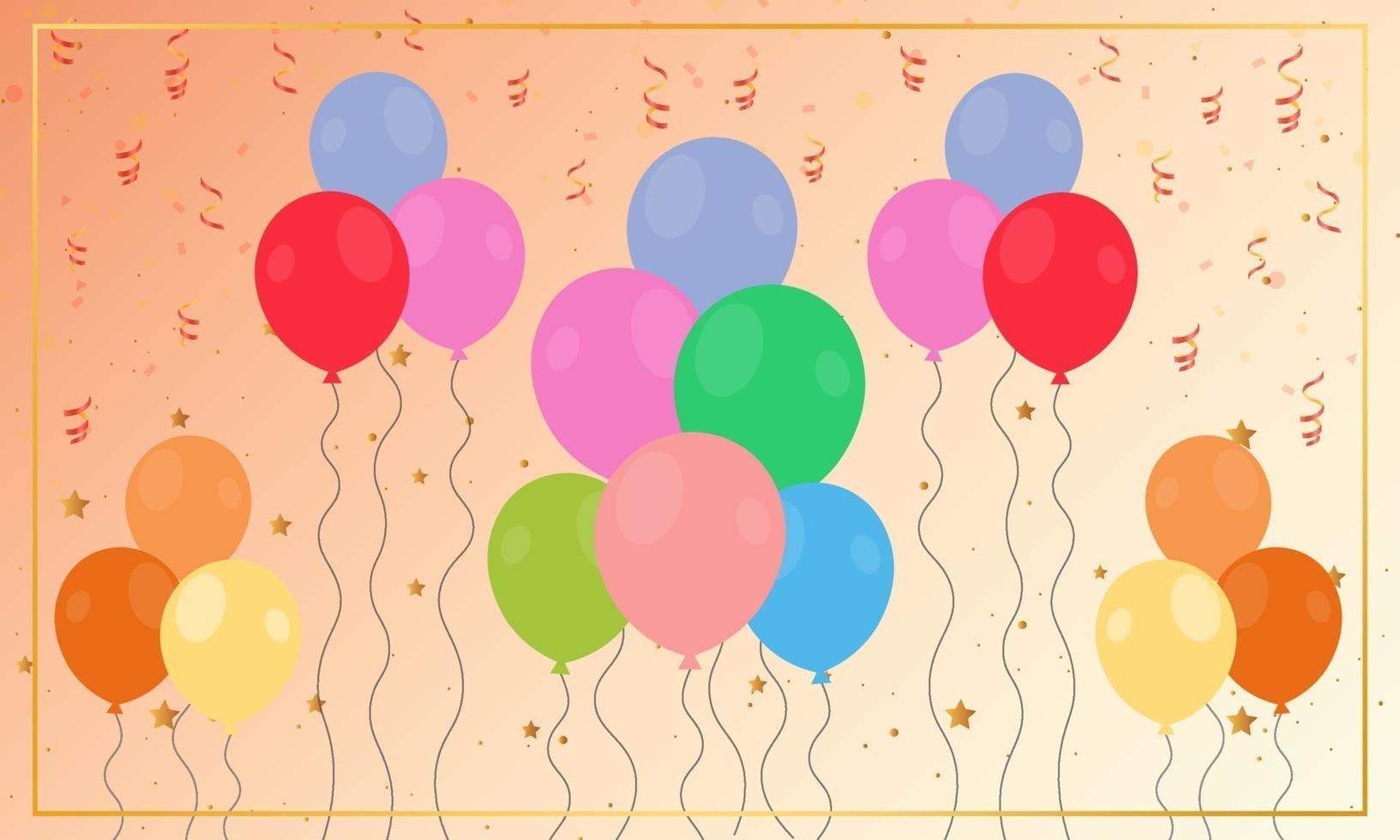 Decoración de globos planos con confeti. vector