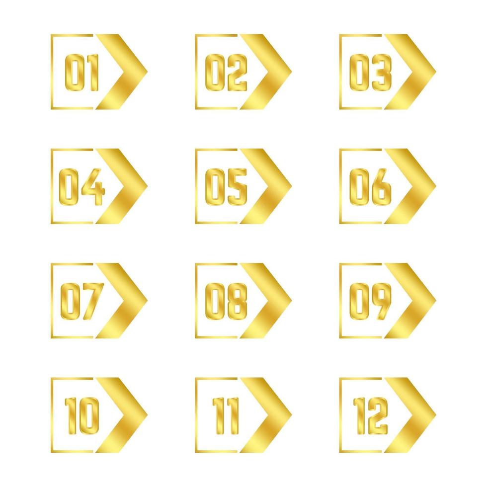 Gold Arrow Bullet Points Collection vector