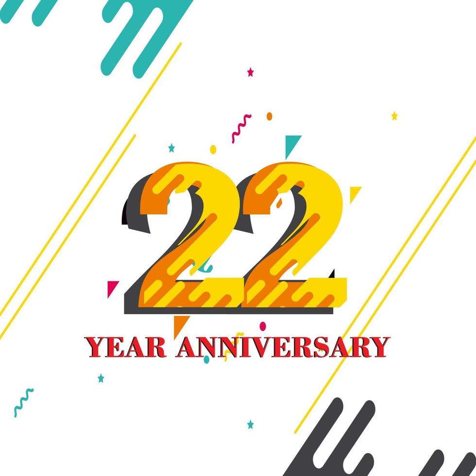 22 Year Anniversary Template Design Illustration vector