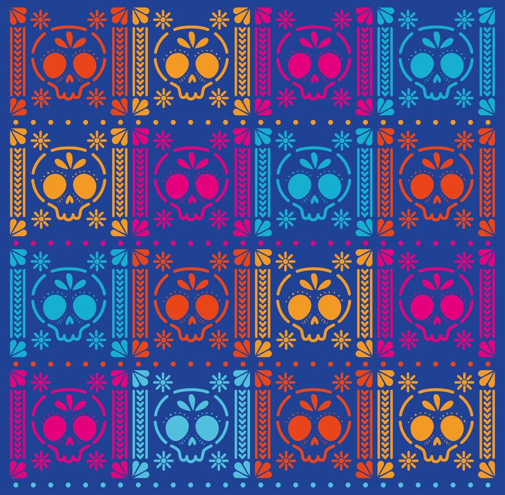 Mexican skulls pattern background vector design