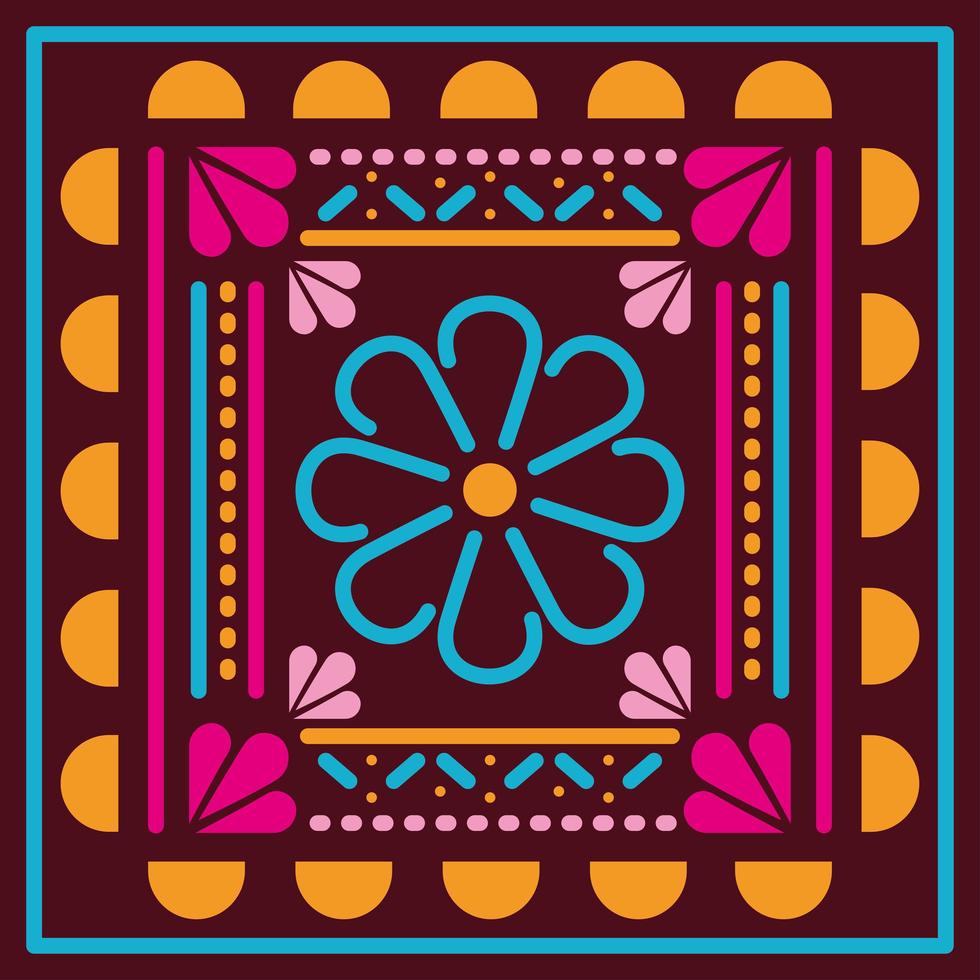 mexican flower in a colorful frame vector